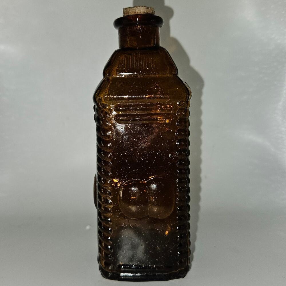 Wheaton Rhila Berrings Apple Bitters Brown Glass Square Bottle with Cork